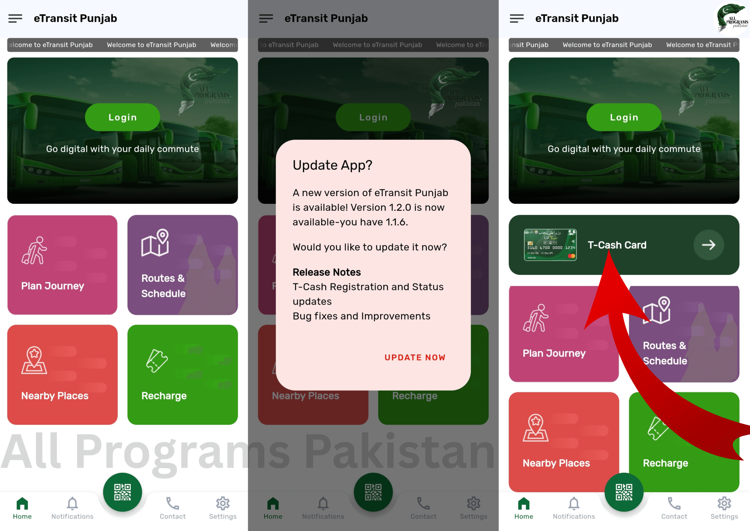 ETransit Punjab App T-Cash Card Applying Method - Allprograms.com.pk