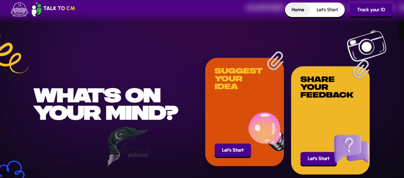 Interface of Talk2CM Punjab Portal for Above 18 Years Old