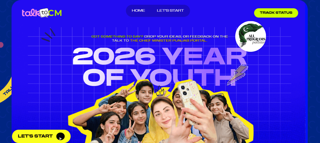 Interface of Talk2CM Punjab Portal for Below 18 Years Old