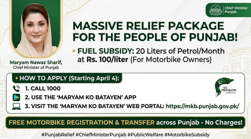 Big Relief for Punjab Bikers – Petrol Subsidy, Free Registration Method