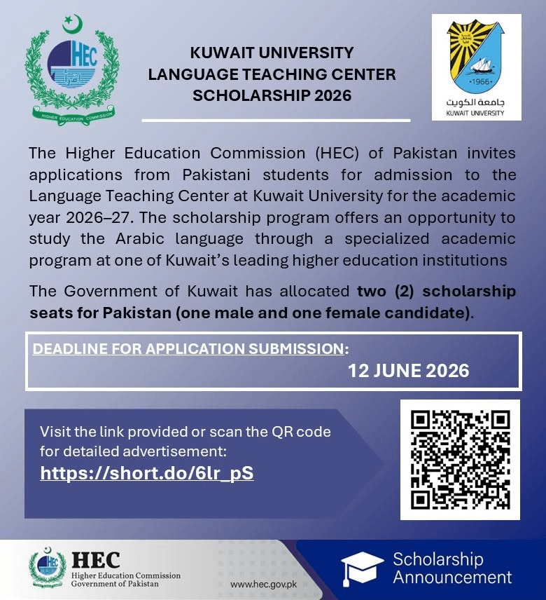 Kuwait University Language Teaching Center Scholarship 2026–27