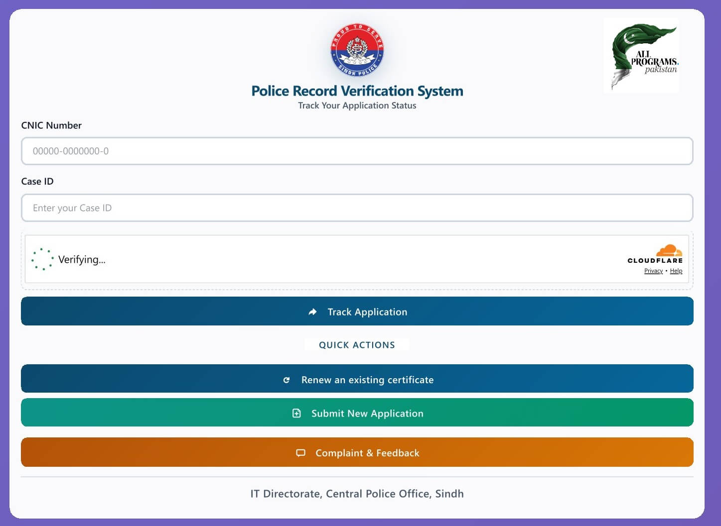 Police Record Verification System (PRVS) for Tracking your certificate