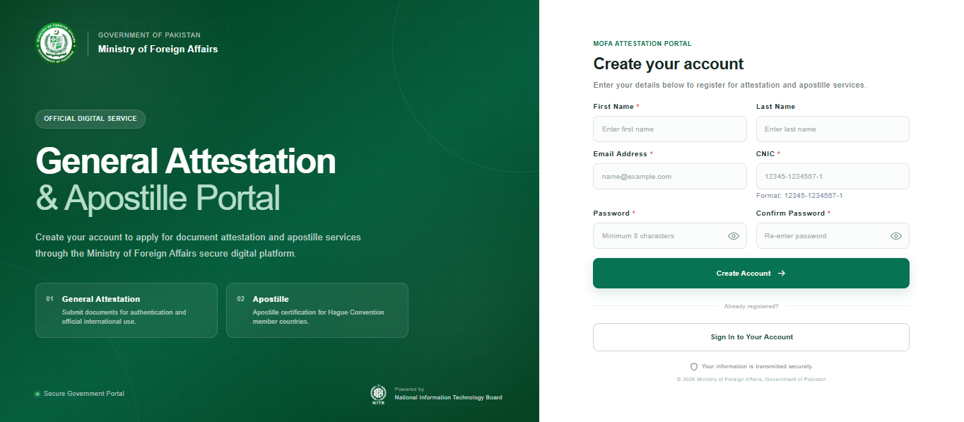 MOFA Online Attestation 2026 Registration